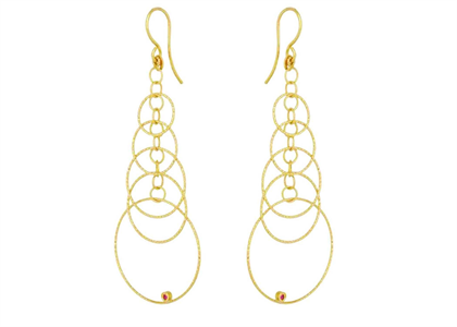 Gold Plated Gemstone Long Dangle Earring